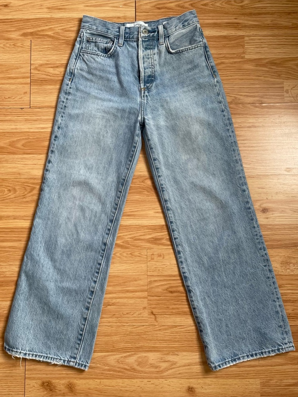 Denim Forum the Farrah high rise Wide-Leg 28L size 25 Light Blue Jeans